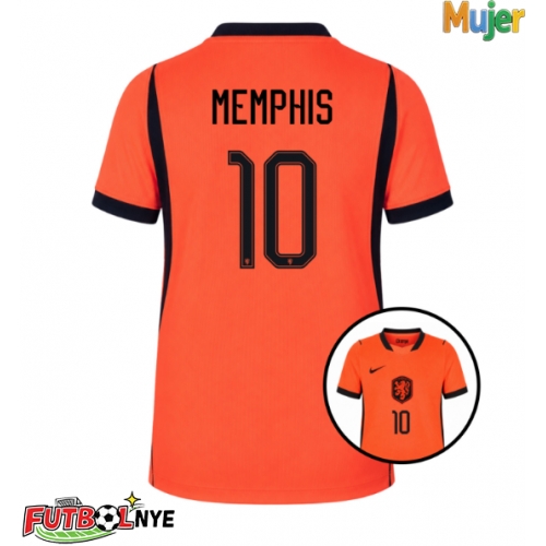 Camiseta Países Bajos Memphis Depay #10 Primera Equipación para mujer Mundial 2026 manga corta